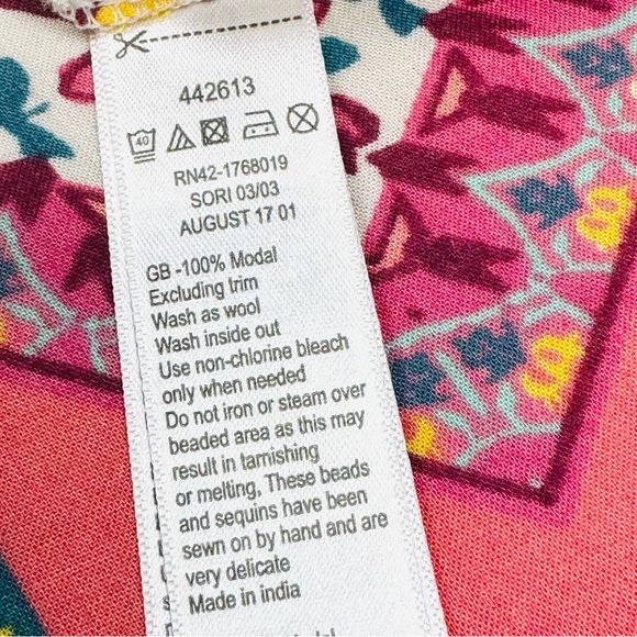 MONSOON Sori Print Sequins V-cut Tie-neck Sleeveless Sun Dress - Picture 8 of 9